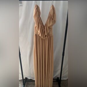 Discovery Tan Ruffle Maxi Dress